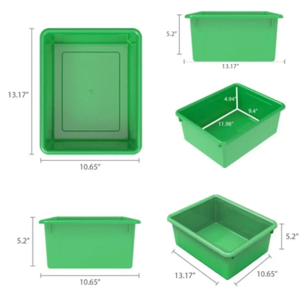 Storex Storage Tray, Letter Size, 10 x 13 x 5 Inches, Green, 5-Pack