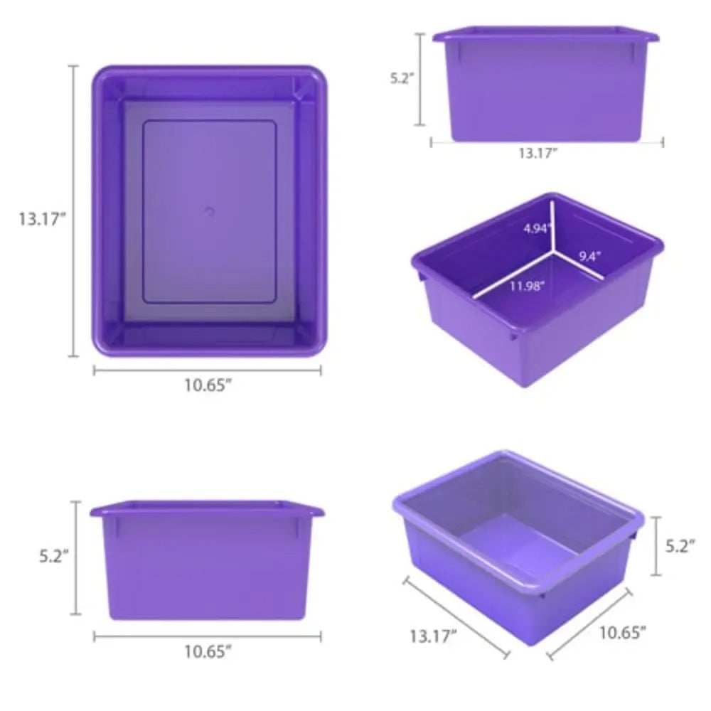 Storex Storage Tray, Letter Size, 10 x 13 x 5 Inches, Violet, 5-Pack