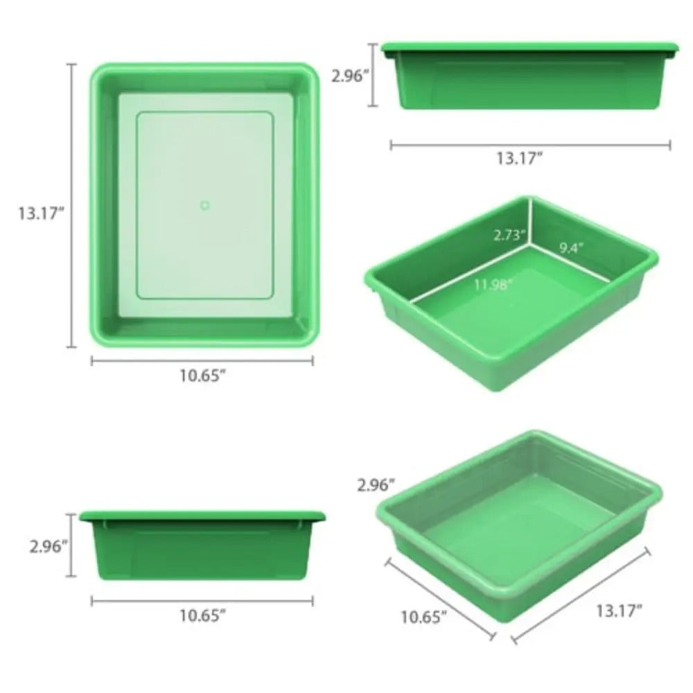 Storex Storage Tray, Letter Size, 10 x 13 x 3 Inches, Green, 5-Pack