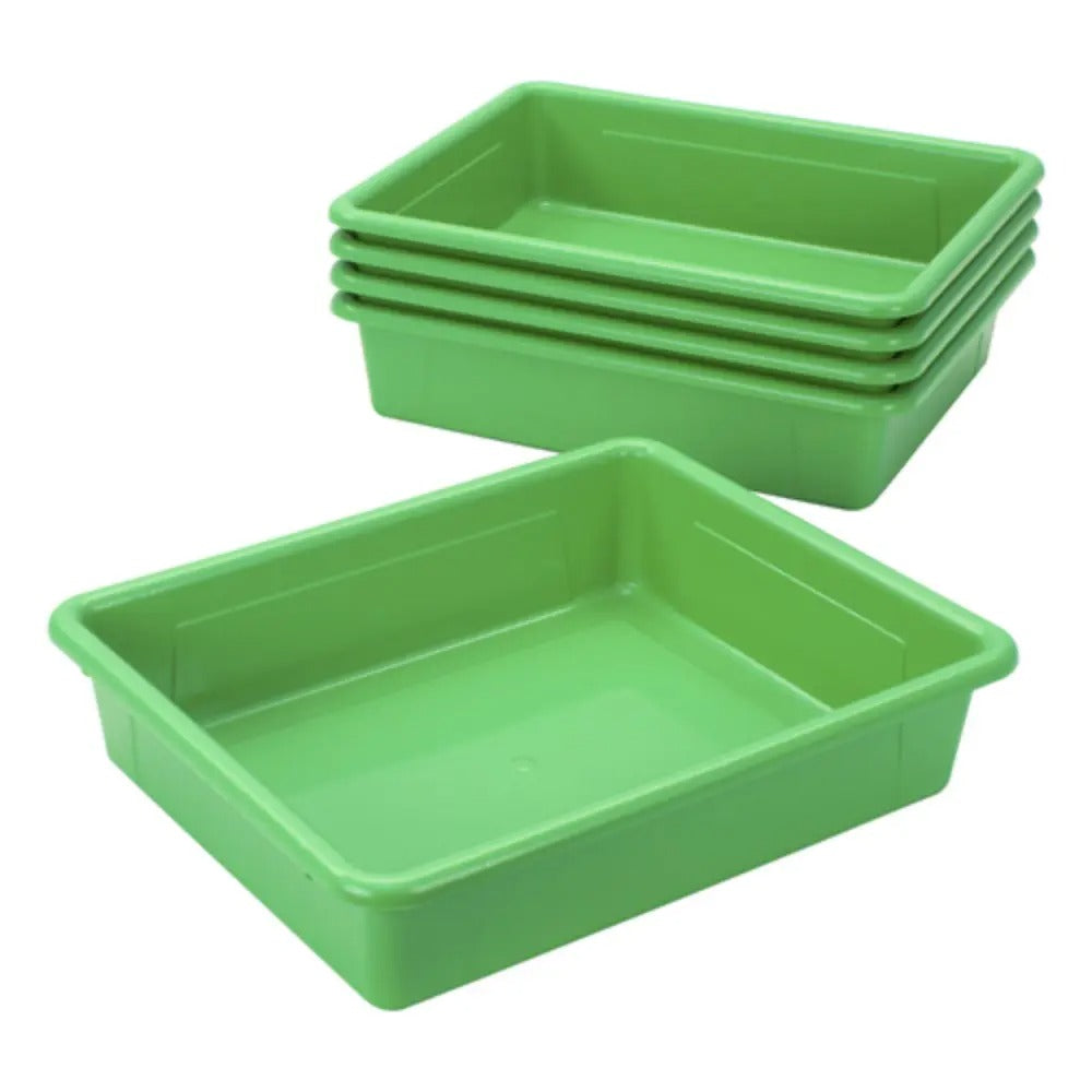 Storex Storage Tray, Letter Size, 10 x 13 x 3 Inches, Green, 5-Pack