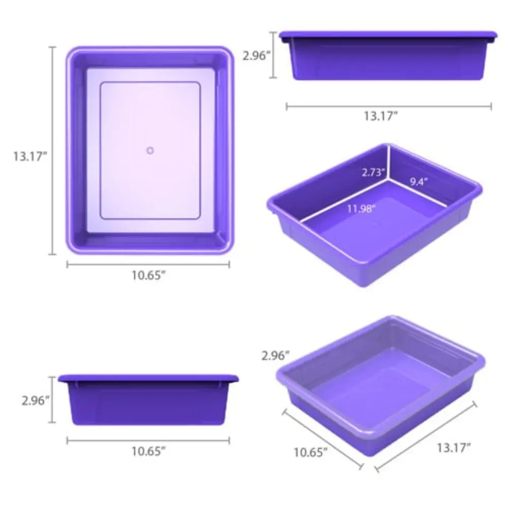 Storex Storage Tray, Letter Size, 10 x 13 x 3 Inches, Violet, 5-Pack