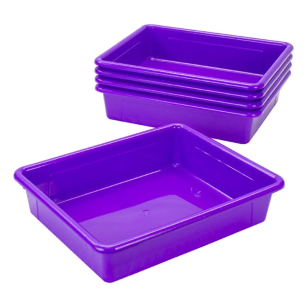 Storex Storage Tray, Letter Size, 10 x 13 x 3 Inches, Violet, 5-Pack
