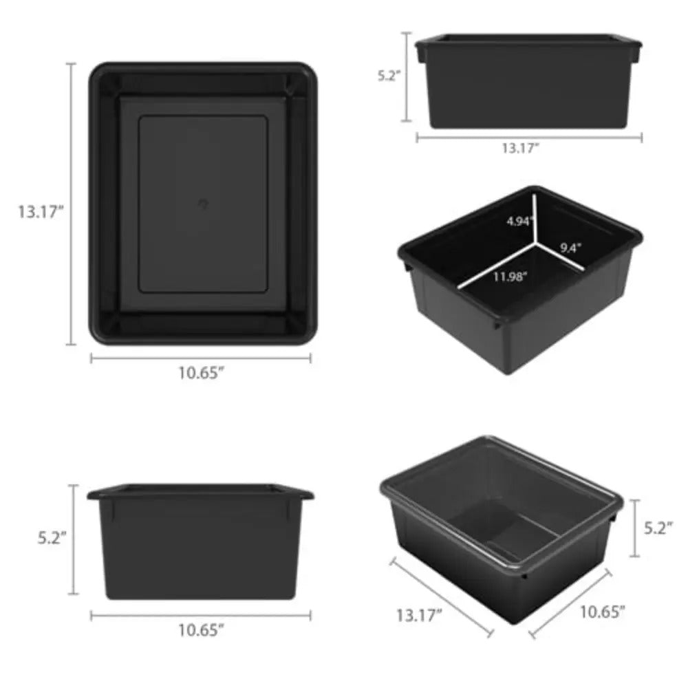 Storex Storage Tray, Letter Size, 10 x 13 x 5 Inches, Black, 5-Pack
