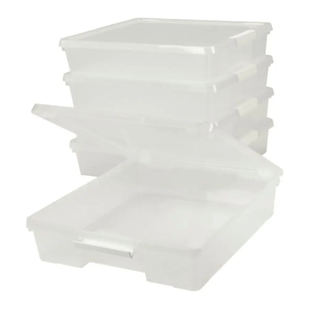 Storex Classroom Student Project Box, 12 x 12 Inches, Clear, 5-Pack