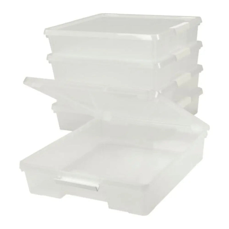 Storex Classroom Student Project Box, 12 x 12 Inches, Clear, 5-Pack