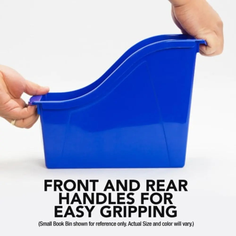 Storex Large Book Bin, 14.3 x 5.3 x 7 Inches, Green, 6-Pack