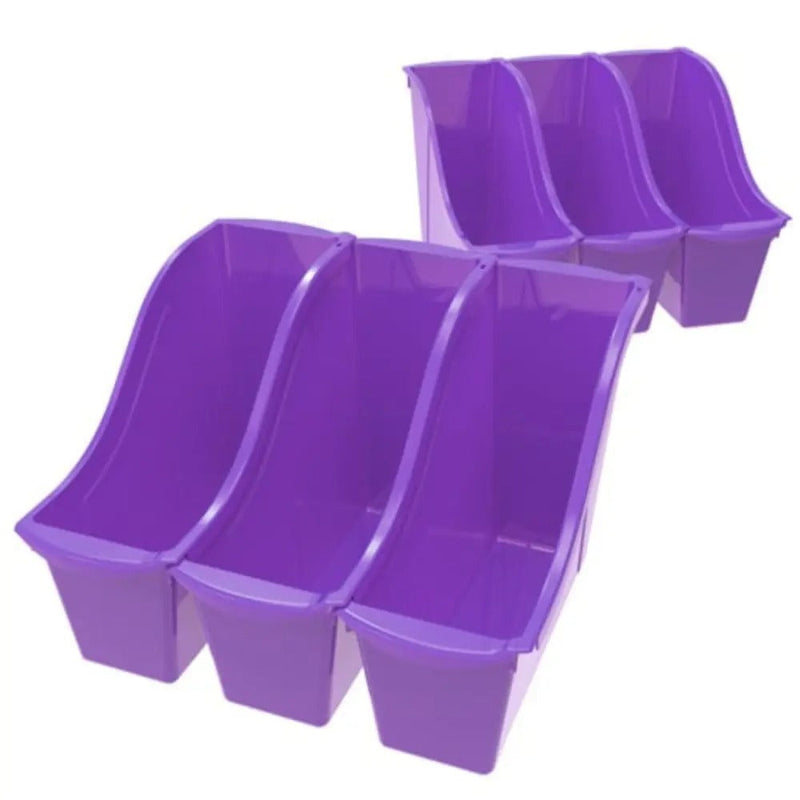 Storex Small Book Bin, 11.75 x 4.5 x 8.5 Inches, Purple, 6-Pack