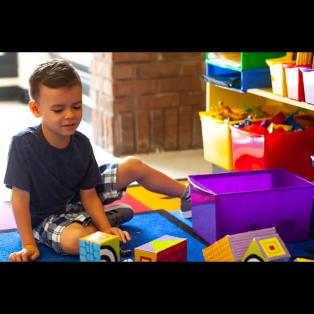 Storex Extra Large Book Bin, 14.5 x 9.2 x 7 Inches, Blue, 6-Pack