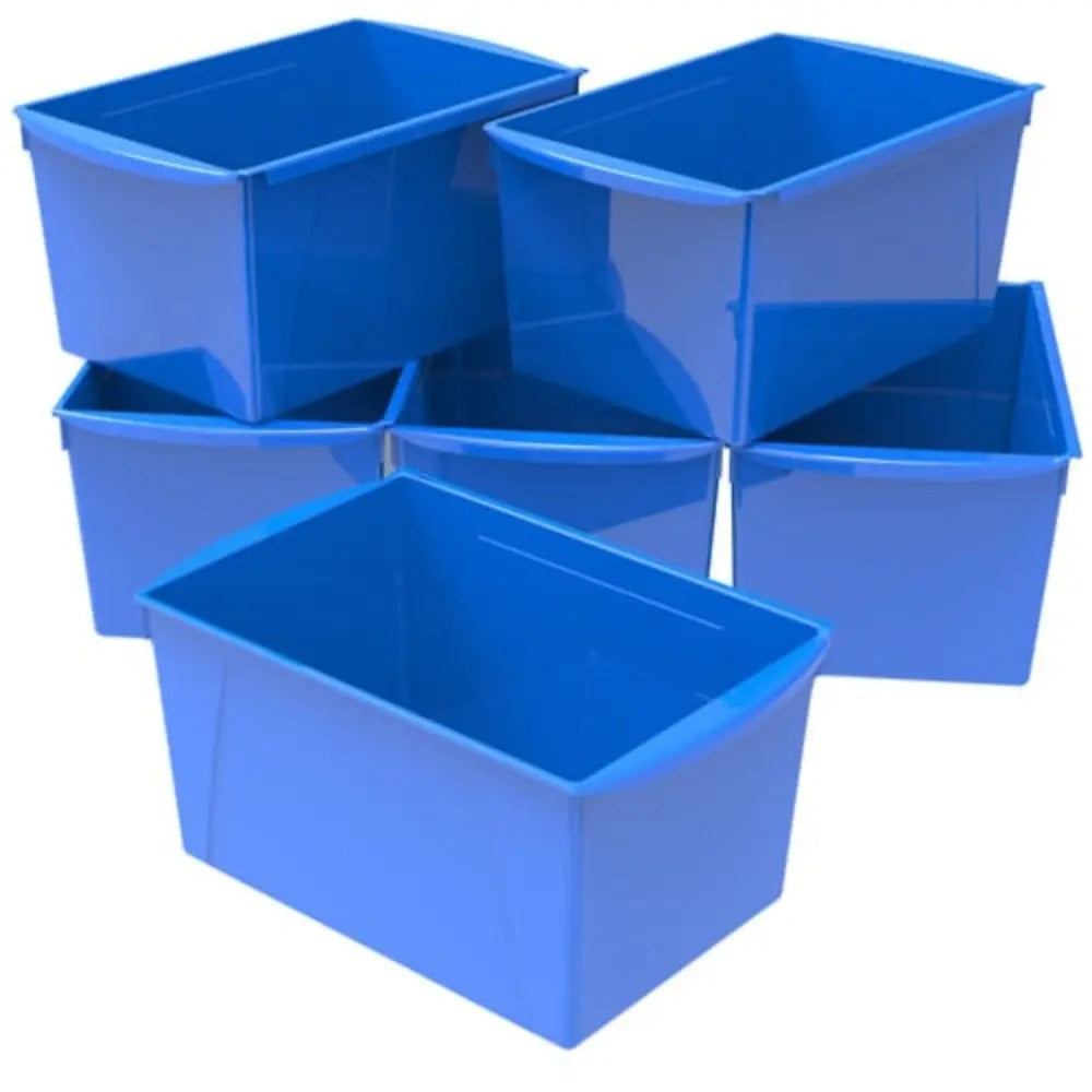Storex Extra Large Book Bin, 14.5 x 9.2 x 7 Inches, Blue, 6-Pack