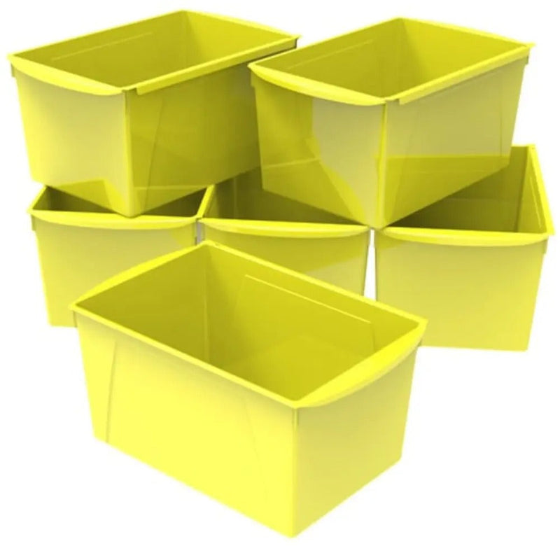 Storex Extra Large Book Bin, 14.5 x 9.2 x 7 Inches, Yellow, 6-Pack