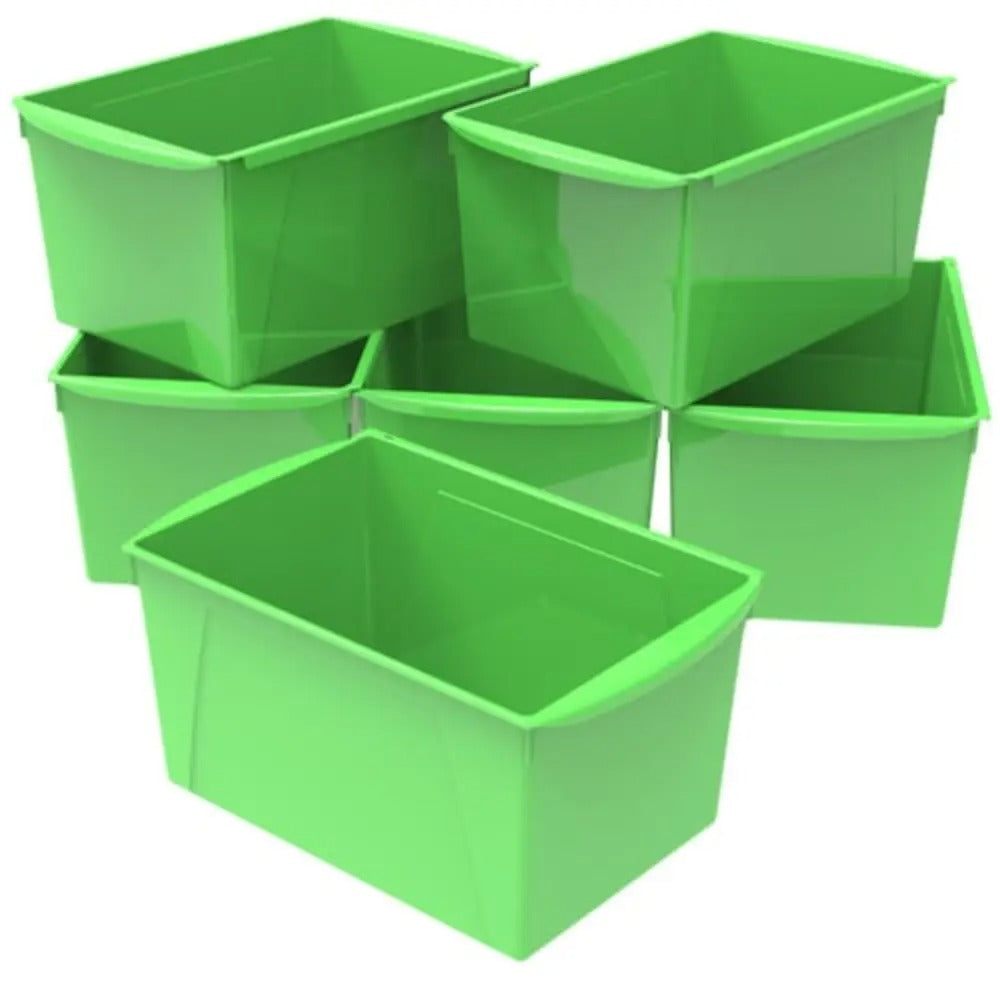 Storex Extra Large Book Bin, 14.5 x 9.2 x 7 Inches, Green, 6-Pack