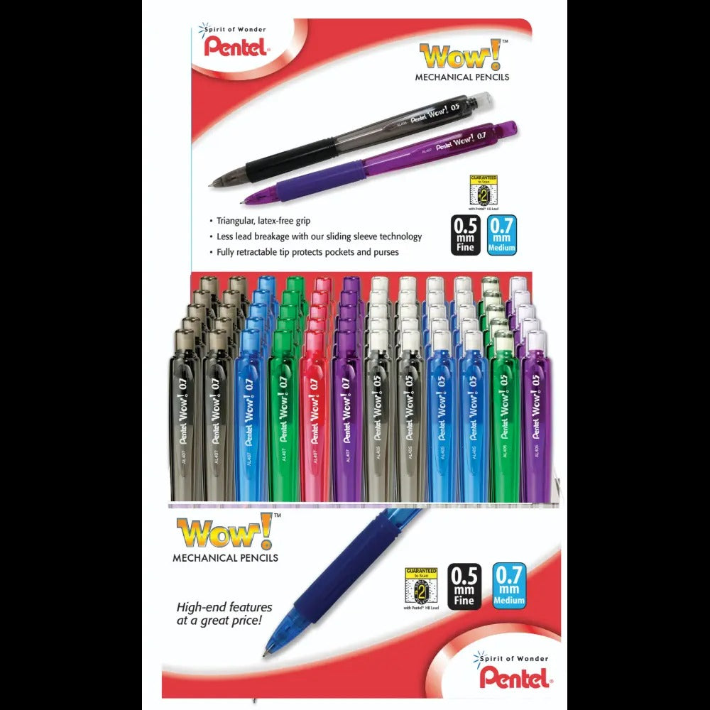 Wow! Mechanical Pencil, (0.5/0.7mm) Assorted Barrels, Open Stock Display - 144 Pieces