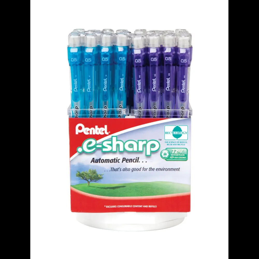 .e-sharp Mechanical Pencil, (0.5mm), Assorted Barrel Colors, Spinner Display - 60 Pieces