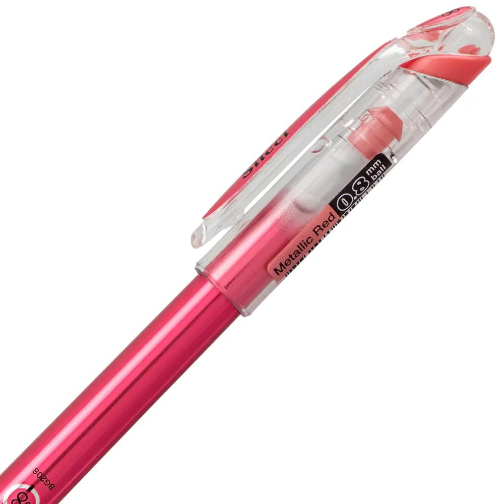 Pentel Arts Slicci METALLIC (0.8mm) Needle Tip Med Gel Pen Red Metallic Ink