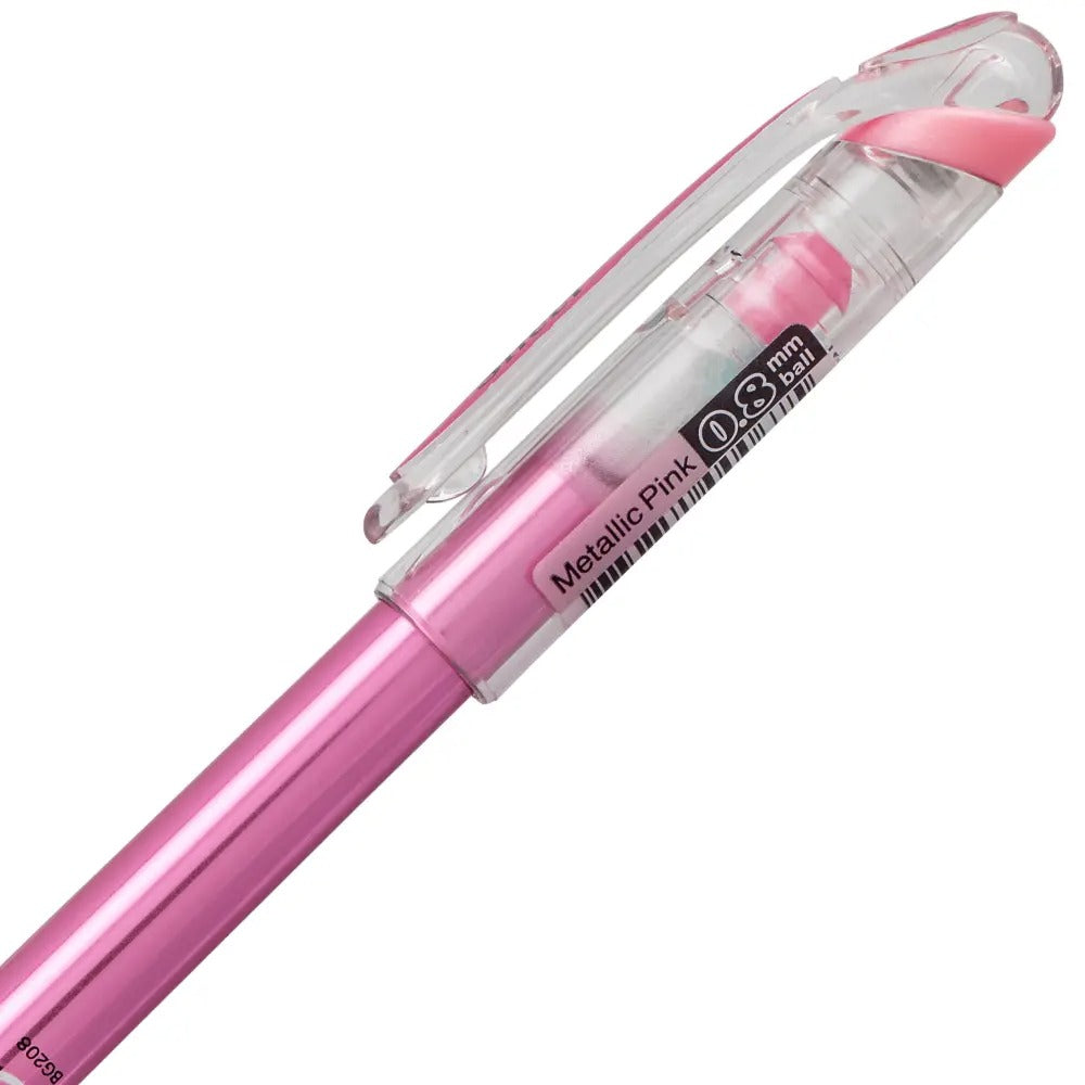 Pentel Arts Slicci METALLIC (0.8mm) Needle Tip Med Gel Pen Pink Metallic Ink