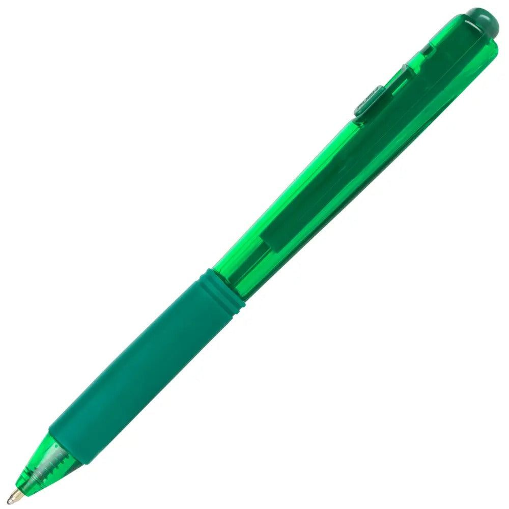 Wow! Retractable Ballpoint Pen, (1.0mm) Medium Line, NEW Ink, Green Ink