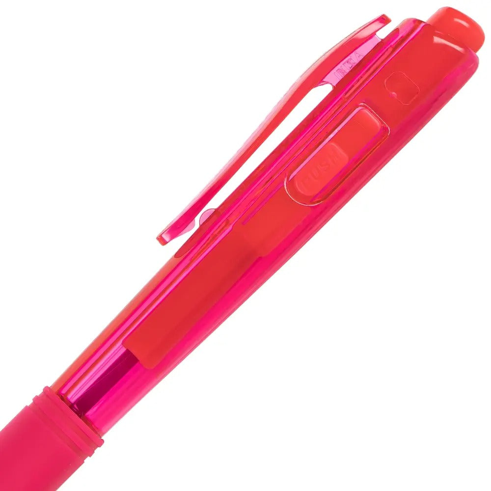 Wow! Retractable Ballpoint Pen, (1.0mm) Medium Line, NEW Ink, Pink Ink
