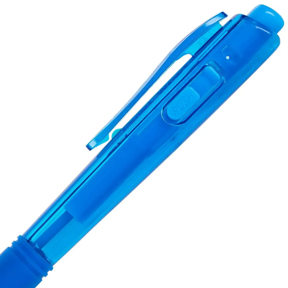Wow! Retractable Ballpoint Pen, (1.0mm) Medium Line, NEW Ink, Sky Blue Ink