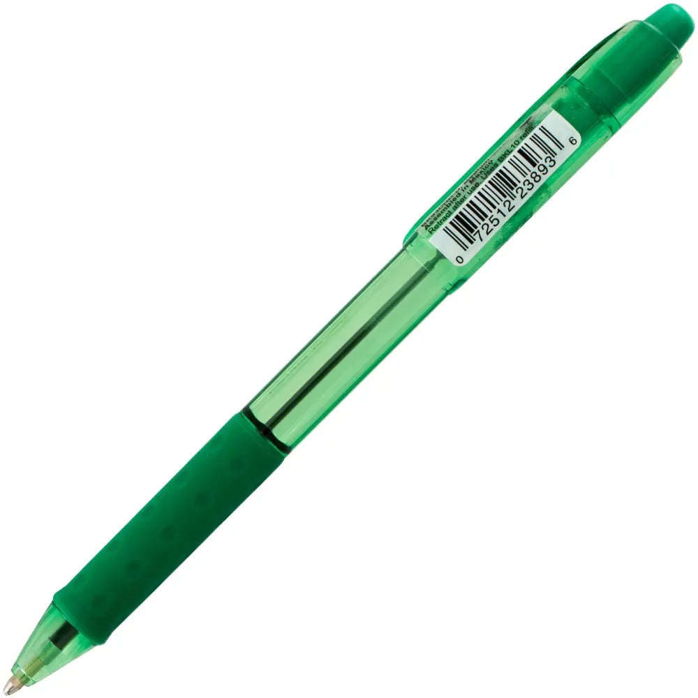 RSVP RT COLORS Retractable Ballpoint Pen, (1.0mm) Medium Line, Green Barrel, Green Ink