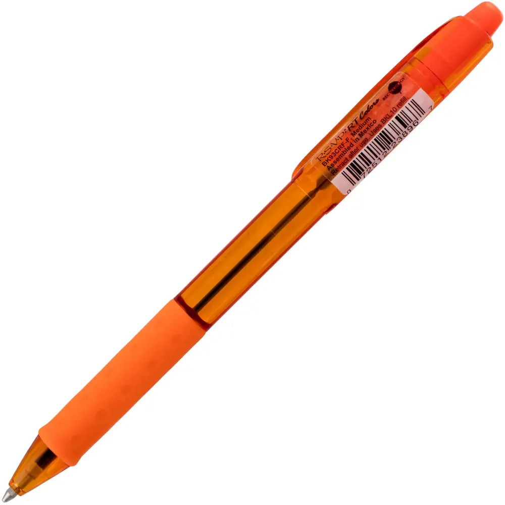 RSVP RT COLORS Retractable Ballpoint Pen, (1.0mm) Medium Line, Orange Barrel, Orange Ink