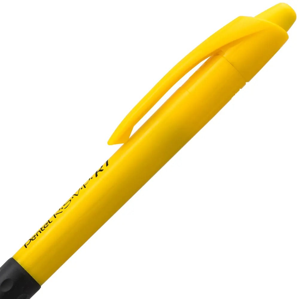 RSVP RT Retractable Ballpoint Pen, (1.0mm) Medium Line, Safety Color Yellow Barrel, Black Ink