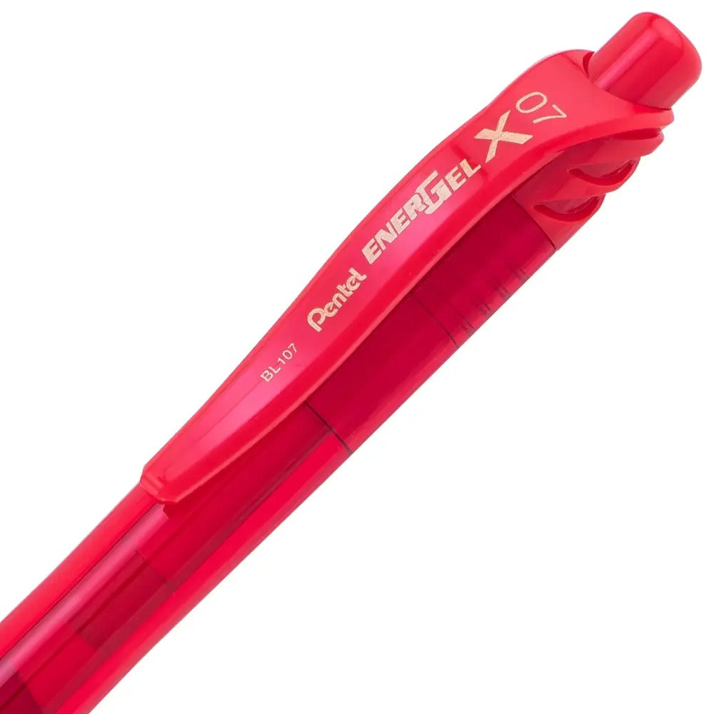 EnerGel-X Retractable Liquid Gel Pen, (0.7mm) Metal Tip, Red Ink