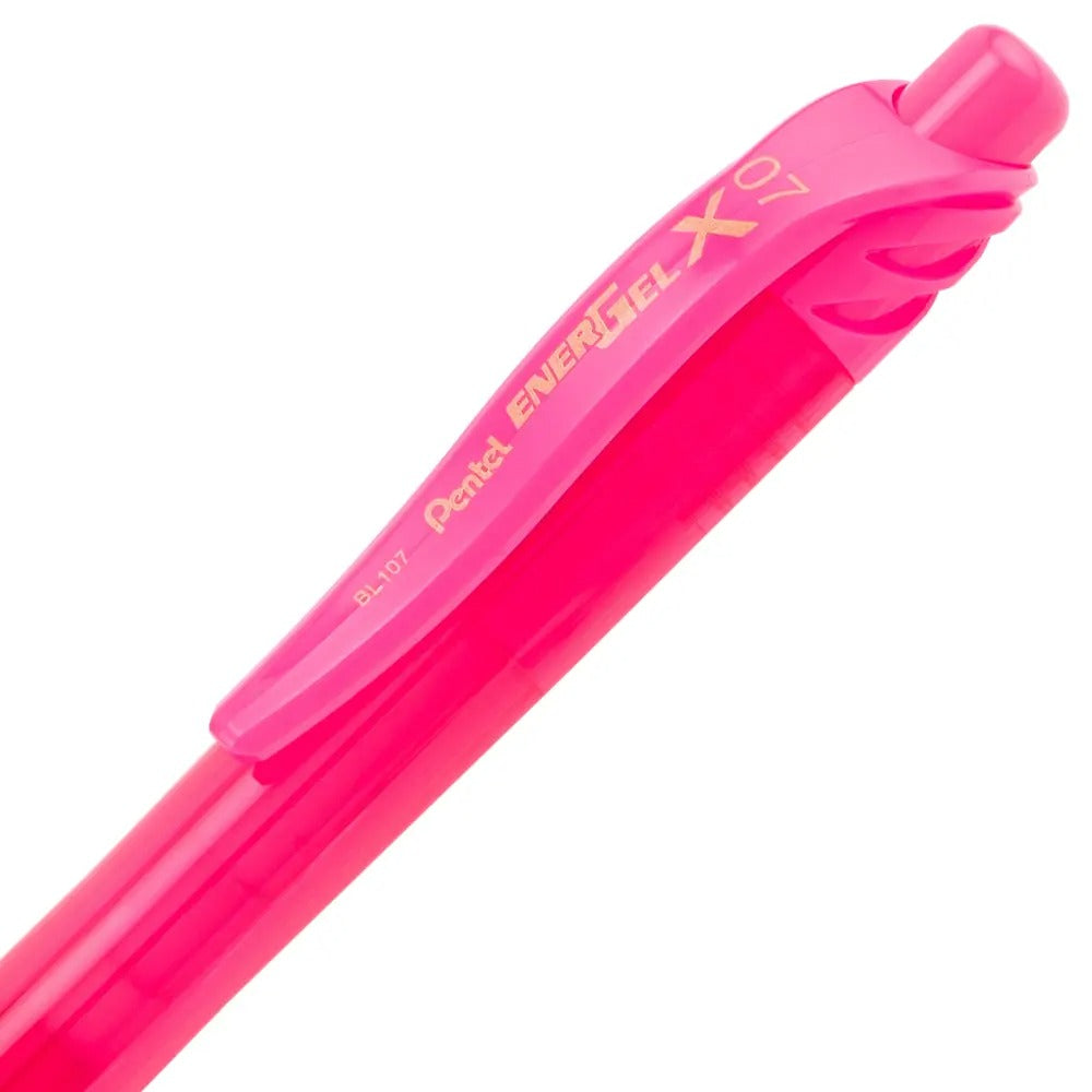 EnerGel-X Retractable Liquid Gel Pen, (0.7mm) Metal Tip, Medium Line, Pink Ink