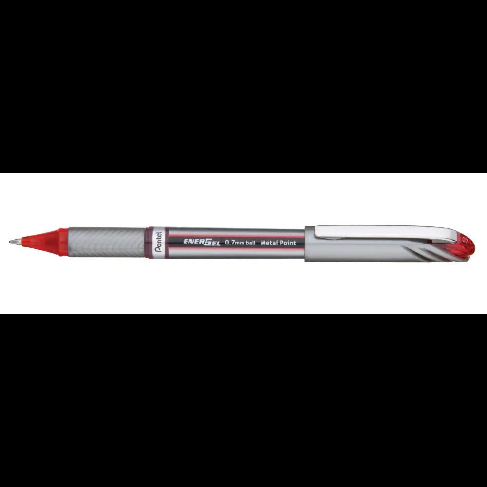 EnerGel NV Liquid Gel Pen, (0.7mm) Metal Tip, Medium Line Capped, Red Ink