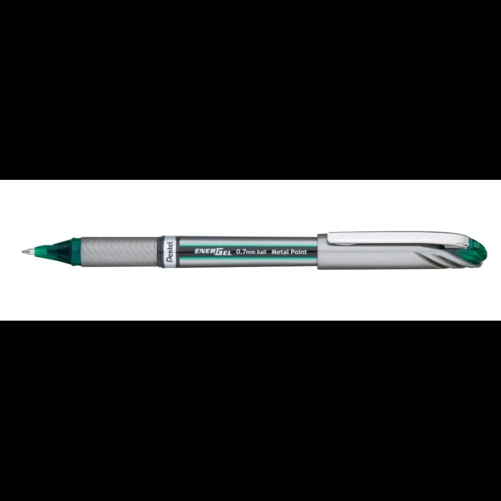 EnerGel NV Liquid Gel Pen, (0.7mm) Metal Tip, Medium Line Capped, Green Ink