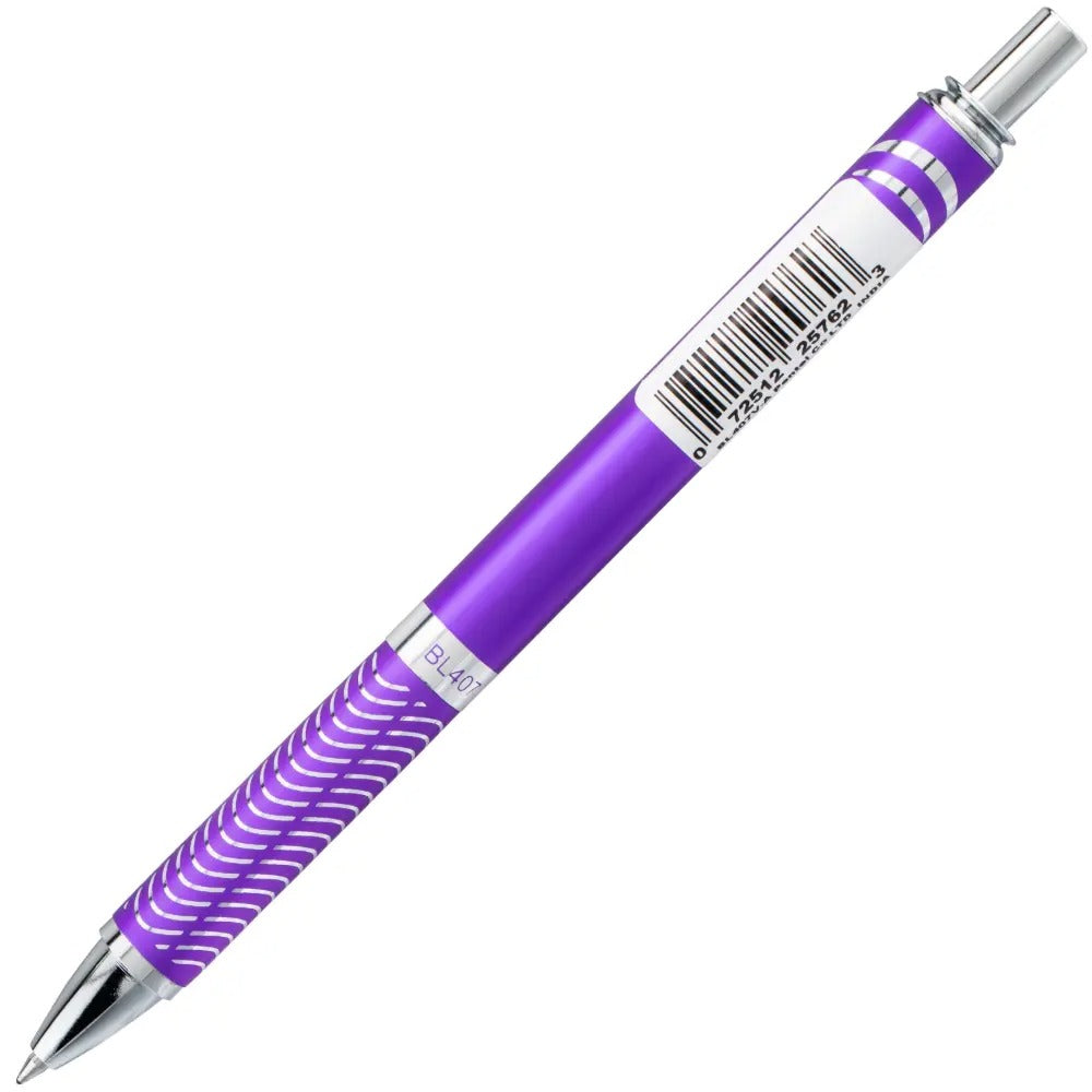 EnerGel Alloy Retractable Premium Liquid Gel Pen, (0.7mm) Metal Tip, Medium Line, Violet Barrel, Black Ink