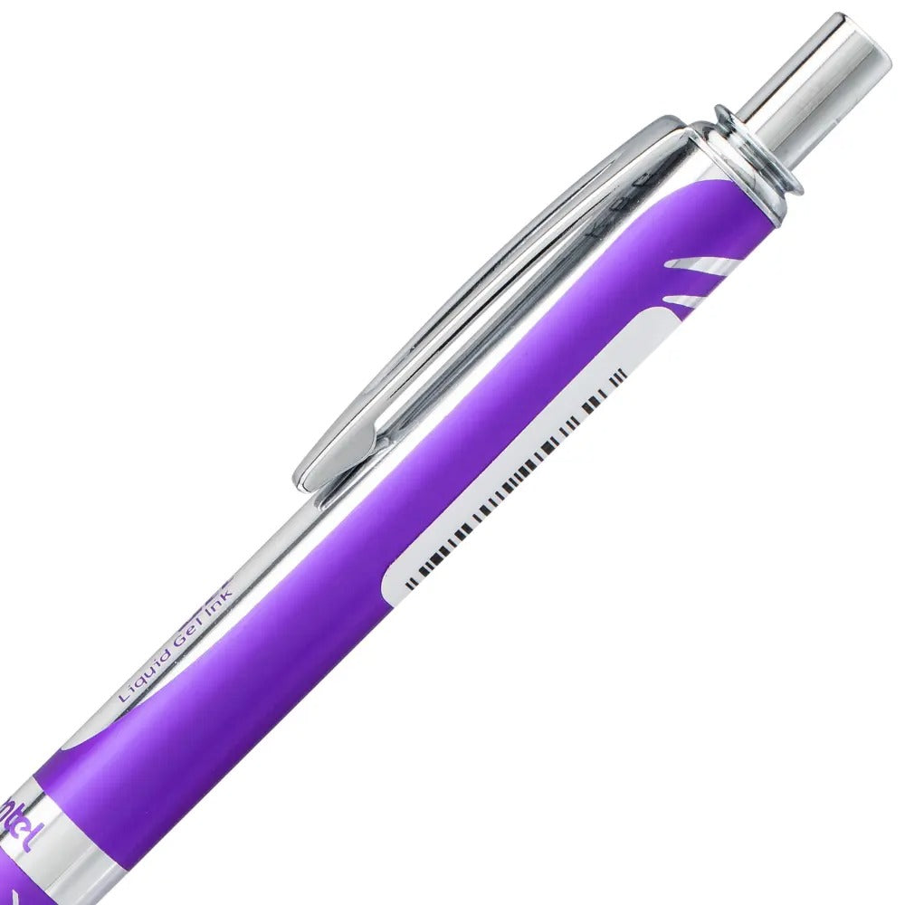 EnerGel Alloy Retractable Premium Liquid Gel Pen, (0.7mm) Metal Tip, Medium Line, Violet Barrel, Black Ink