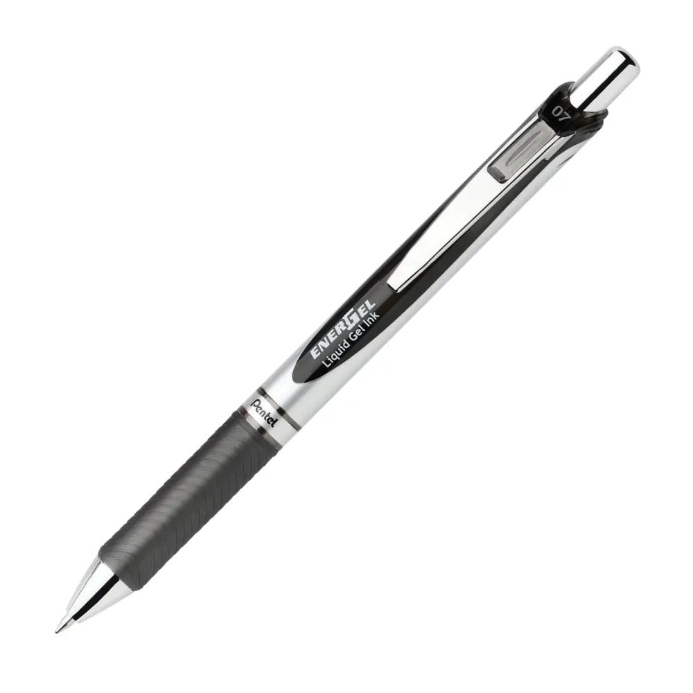 EnerGel RTX Retractable Liquid Gel Pen, (0.7mm) Metal Tip, Medium Line, Black Ink