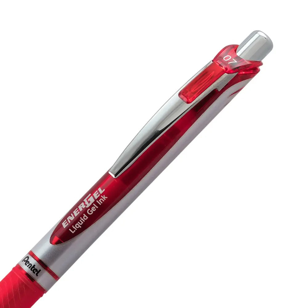 EnerGel RTX Retractable Liquid Gel Pen, (0.7mm) Metal Tip, Medium Line,Red Ink