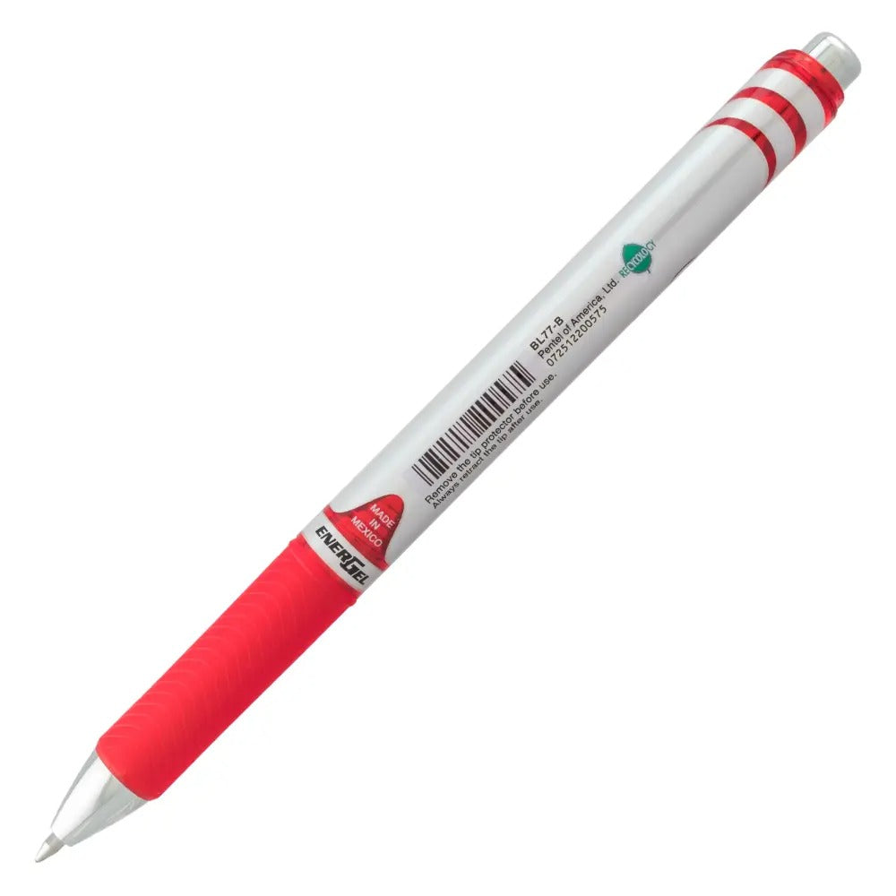 EnerGel RTX Retractable Liquid Gel Pen, (0.7mm) Metal Tip, Medium Line,Red Ink