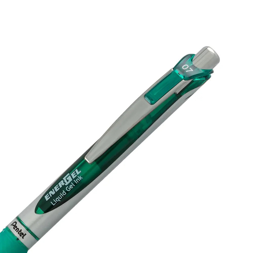 EnerGel RTX Retractable Liquid Gel Pen, (0.7mm) Metal Tip, Medium Line,Green Ink