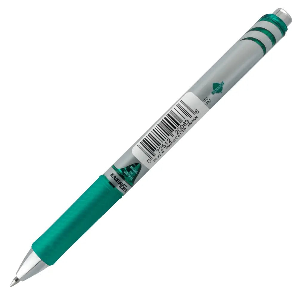 EnerGel RTX Retractable Liquid Gel Pen, (0.7mm) Metal Tip, Medium Line,Green Ink