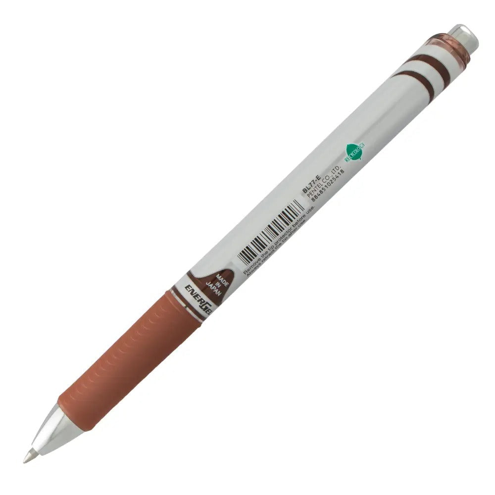 EnerGel RTX Retractable Liquid Gel Pen, (0.7mm) Metal Tip, Medium Line, Brown Ink