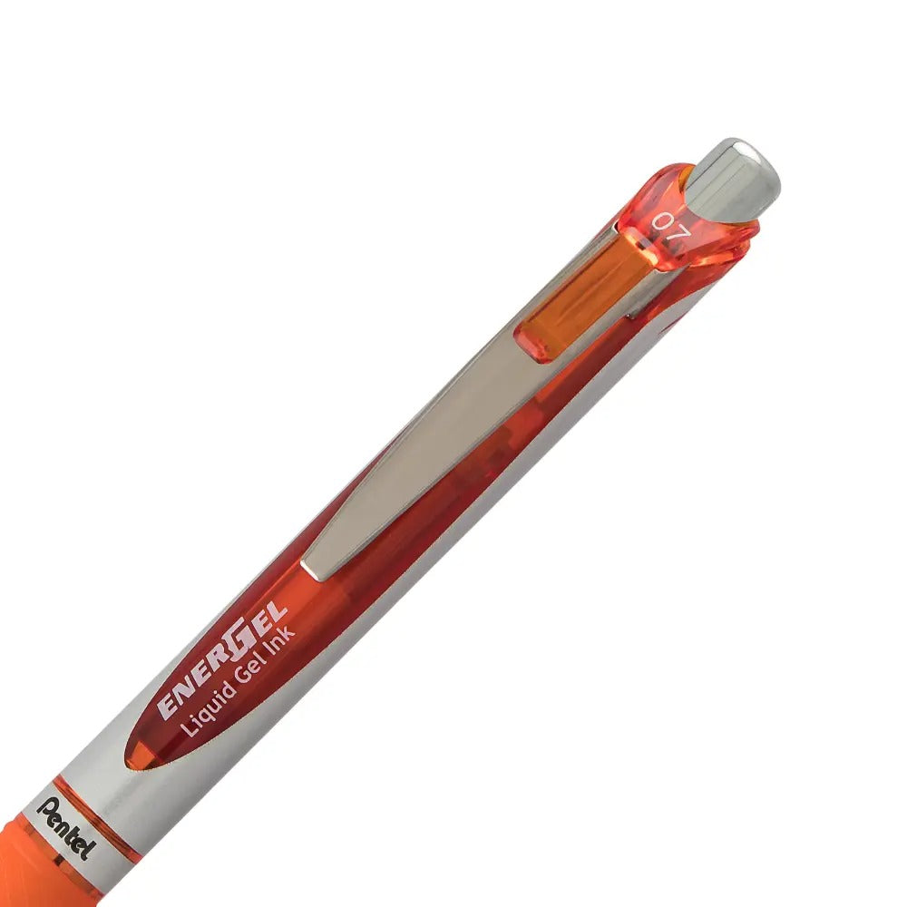 EnerGel RTX Retractable Liquid Gel Pen, (0.7mm) Metal Tip, Medium Line,Orange Ink