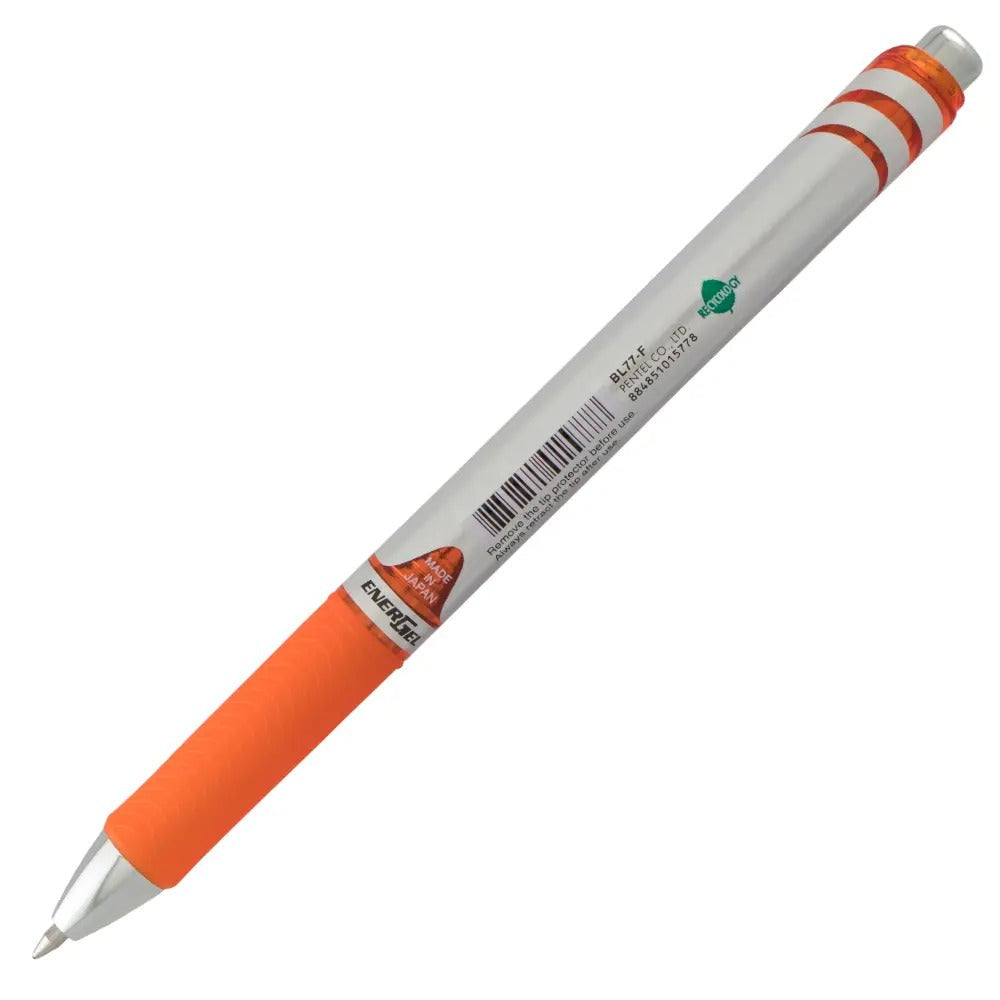 EnerGel RTX Retractable Liquid Gel Pen, (0.7mm) Metal Tip, Medium Line,Orange Ink