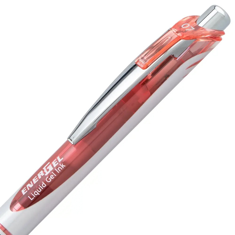 EnerGel RTX Retractable Liquid Gel Pen, (0.7mm) Medium line, Coral Pink Ink