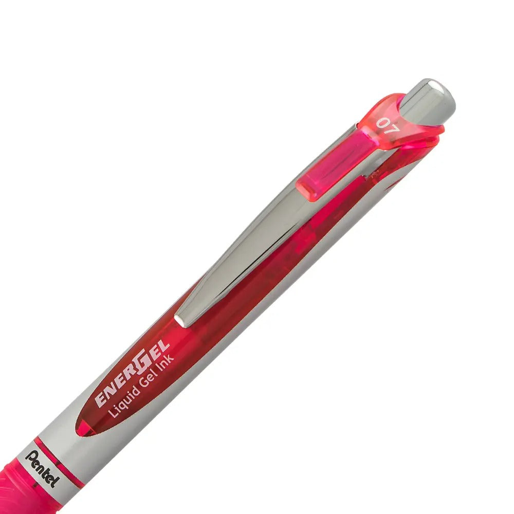 EnerGel RTX Retractable Liquid Gel Pen, (0.7mm) Metal Tip, Medium Line, Pink Ink