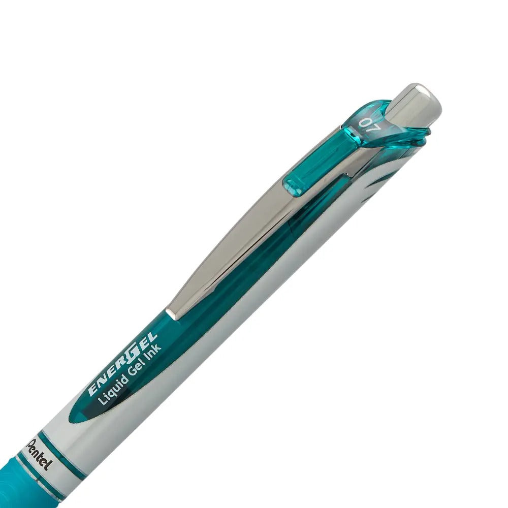 EnerGel RTX Retractable Liquid Gel Pen, (0.7mm) Metal Tip, Medium Line, Turquoise Ink