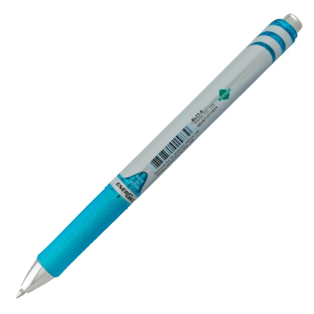 EnerGel RTX Retractable Liquid Gel Pen, (0.7mm) Metal Tip, Medium Line, Sky Blue Ink