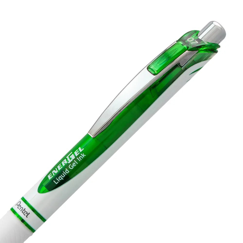 EnerGel Pearl Retractable Liquid Gel Pen, (0.7mm) Metal Tip, Medium Line, Lime Green Accent, Lime Green Ink
