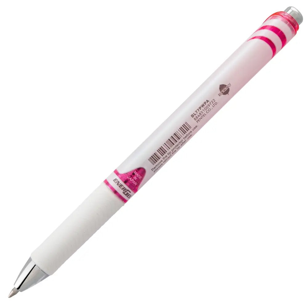 EnerGel Pearl Retractable Liquid Gel Pen, (0.7mm) Metal Tip, Medium Line, Pink Accent, Black Ink