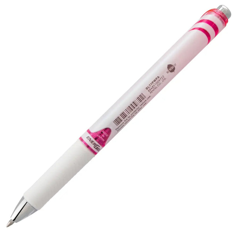 EnerGel Pearl Retractable Liquid Gel Pen, (0.7mm) Metal Tip, Medium Line, Pink Accent, Black Ink
