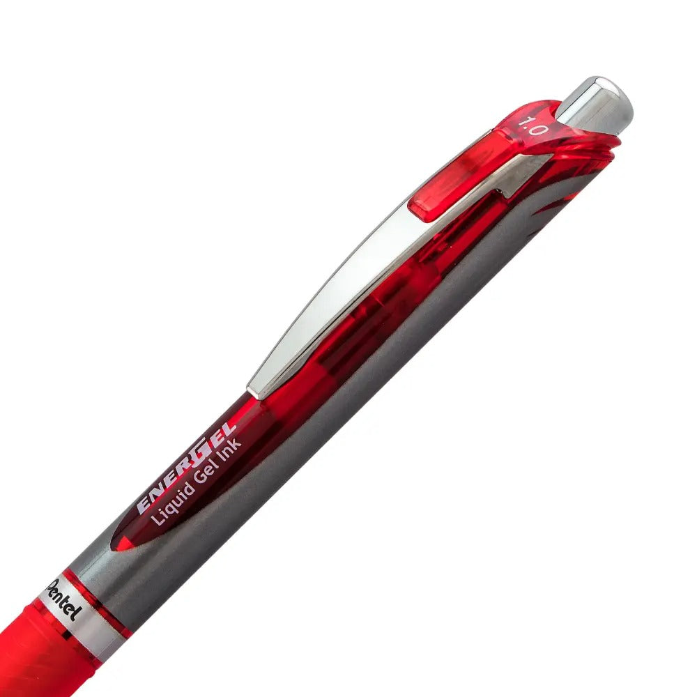 EnerGel RTX Retractable Liquid Gel Pen, (1.0mm) Metal Tip, Bold Line, Red Ink