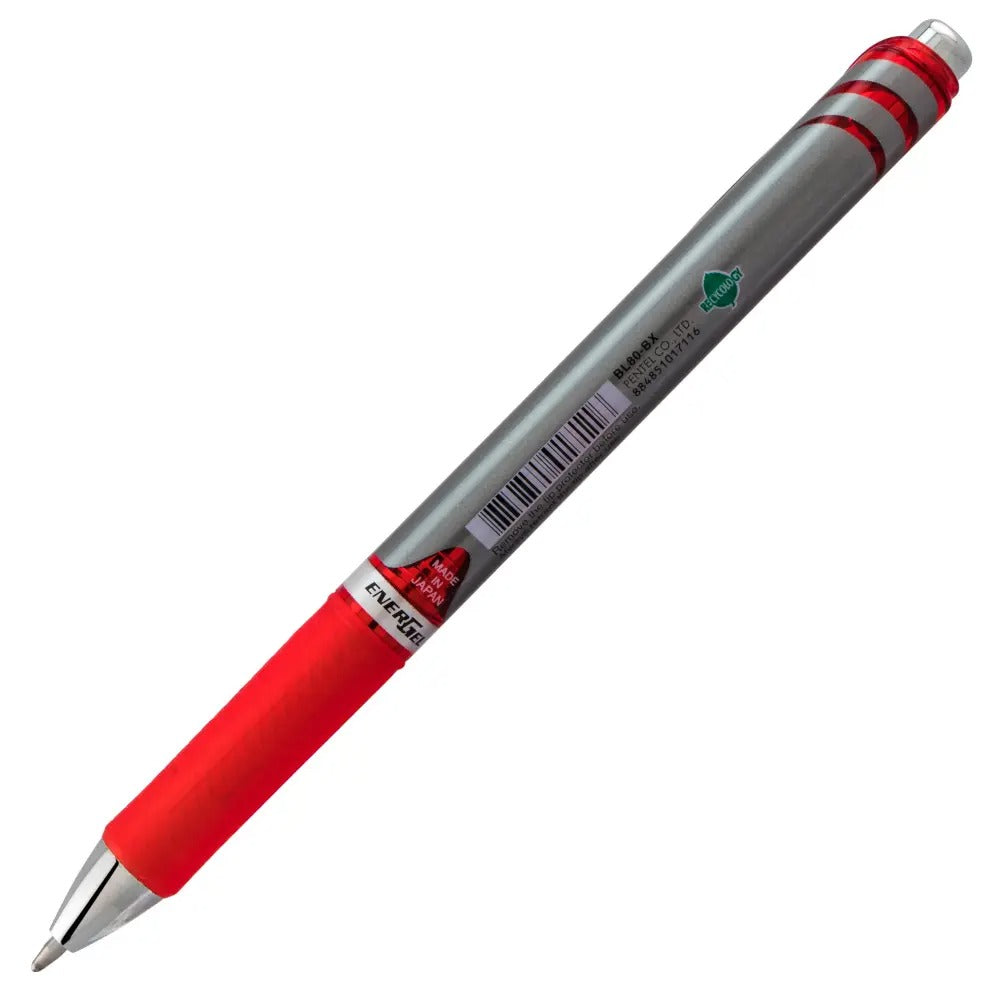EnerGel RTX Retractable Liquid Gel Pen, (1.0mm) Metal Tip, Bold Line, Red Ink