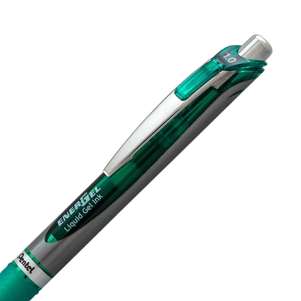 EnerGel RTX Retractable Liquid Gel Pen, (1.0mm) Metal Tip, Bold Line, Green Ink
