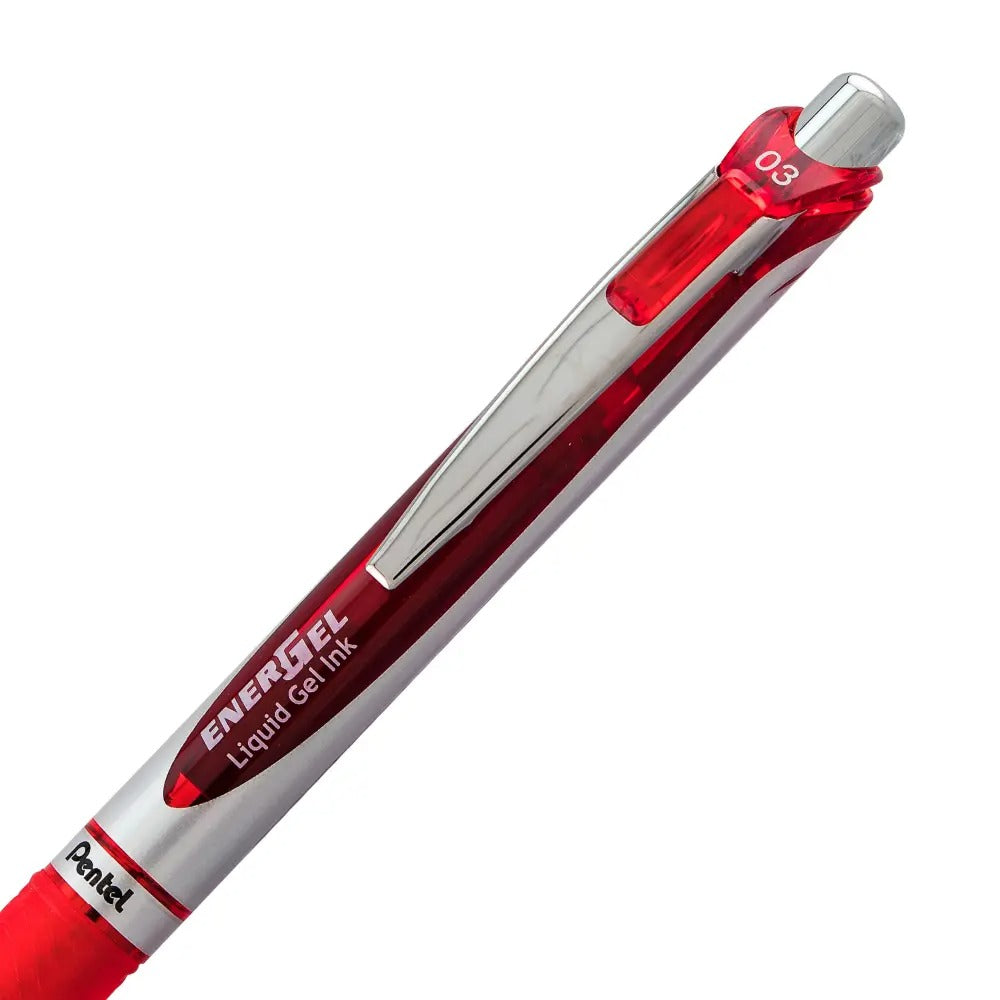 EnerGel RTX Retractable Liquid Gel Pen, (0.3mm) Needle Tip, Extra Fine Line, Red Ink